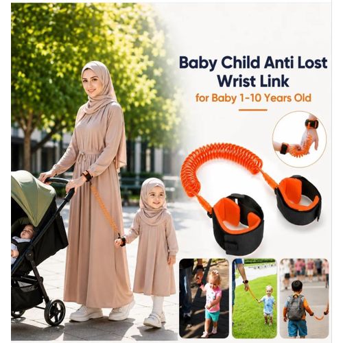 Bracelet de sécurité pour Enfants et Bébés - Bracelet de Sécurité Extensible (1-10 Ans) - Orange