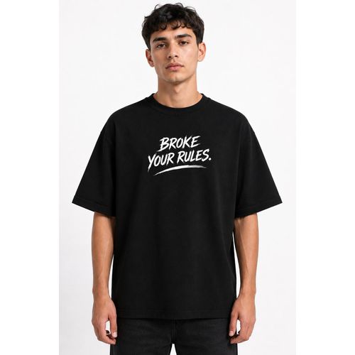T-shirt Oversized Noir Broke Your Rules. Self-Made Collection - تيشيرت اوفرسايز أسود