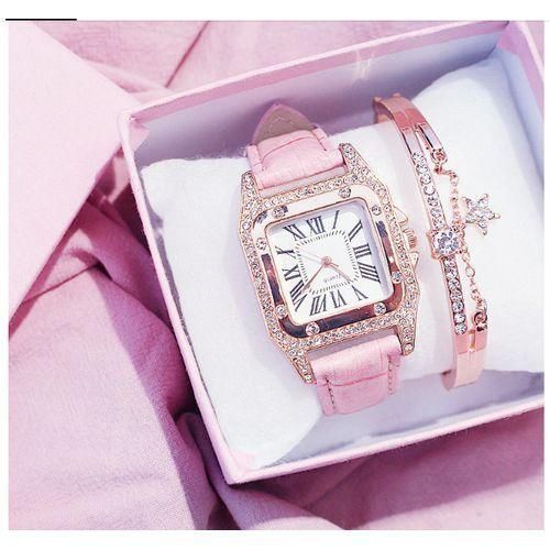 Montre étoilé carré avec Bracelet 2 in 1