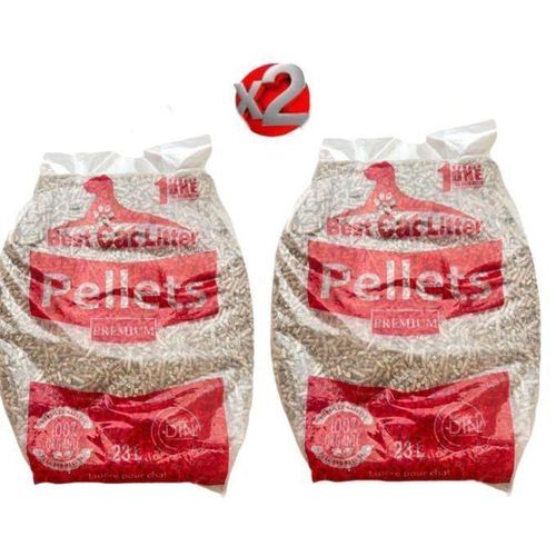 Best Cat Litter Pellet Pack 2 X Litière en granulés de bois 23 Litres (8.3kg), Ecologique, Extra absorbante, Economique, Vegetal, Pour Chat et Chien