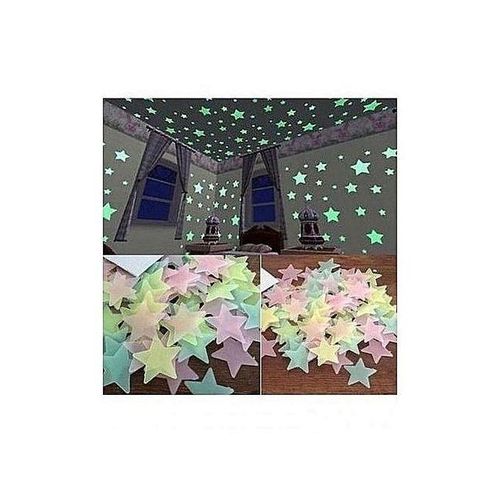 Etoile 200 pieces Lumineux Fluorescentes Autocollant Fluo Plastique pour Décoration Fête Noël Mariage Chambre Déco Stickers Mural