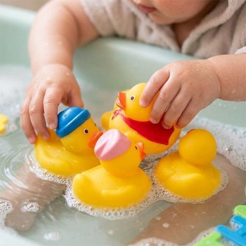 Lot de 4 Canards de Bain avec Seau Jouets de Bain pour Enfants couleur alatoire