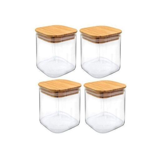 Lot de 4 Pots à épices, Boîtes à épices hermétiques en verre pour sel et poivre