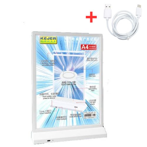 Support de menu LCD format A4 210X297mm Cble