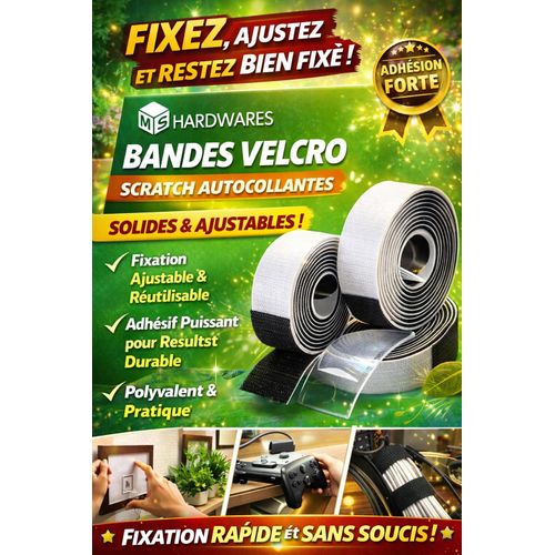 Bandes Velcro Autocollantes MS Hardwares – Fixation Ajustable, Solide et Durable