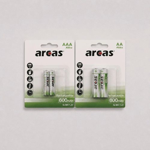 Piles Rechargeables AA 800 mAh 1.2V + AAA 600 – Pack de 4, Batteries Ni-MH Pré-chargées, Écologiques et Durables, pour Appareils Électroniques, Télécommande, Caméra, et Plus