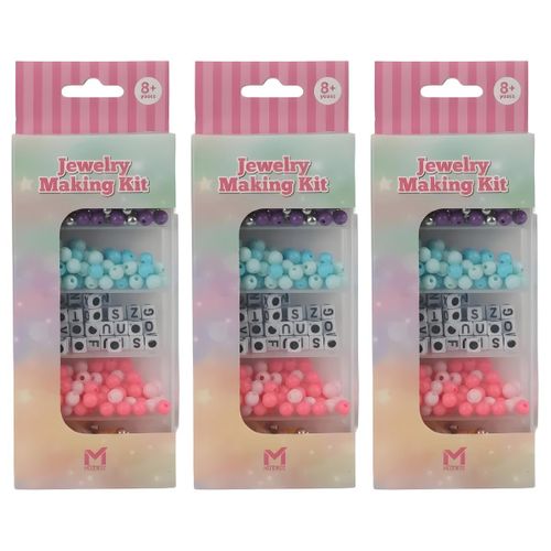 Lot de 3 - Kit de Création de Bijoux - Perles Colorées et Lettres Alphabet - Pour Enfants Créatifs dès 8 Ans - Kit DIY Complet