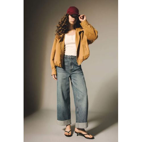 Jean baggy taille haute ourlet retroussé