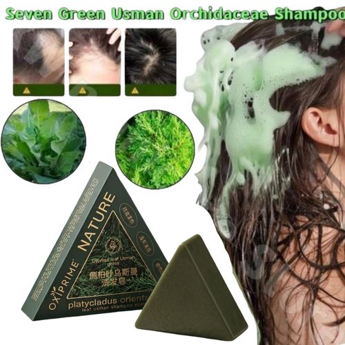 Seven Green Nature Shampooing Solide Naturel pour Hommes Femmes Fortifie les Racines Rééquilibre le Sébum Stimule la Pousse Purifie le Cuir Chevelu Shampoing Triangle Solide Écologique pour Tous Types de Cheveux