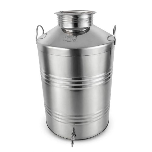 Baril Inox 100 Litres avec Robinet - Bidon Huile d'Olive Pro Inox 304 - Made in Italy - Barmil Inox 100L - Grand Format Industriel