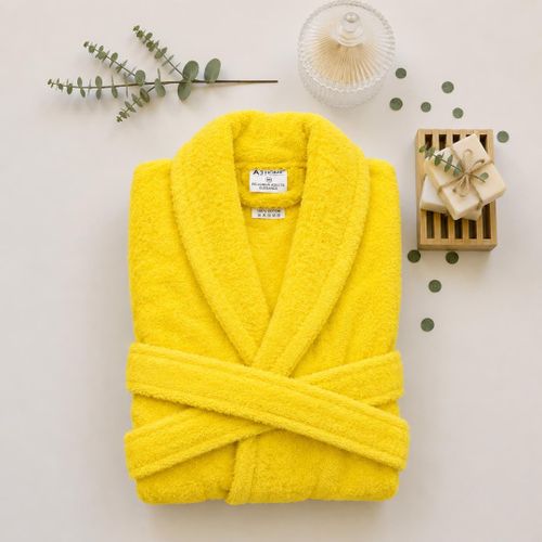 Peignoir 100% coton doux et absorbant Jaune