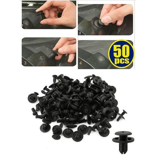 Lot de 50 Rivets Clips Plastique Universels de Fixation – Attaches Rapides pour Voiture, Maison, Électroménager et Bricolage