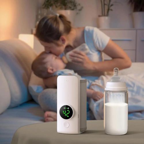 Chauffe Biberon Portable USB Rechargeable, Chauffe Lait Bébé de Voyage Sans Fil, Chauffe Biberon Réglable 3 Niveaux Température, Sac Chauffant pour Biberon Bébé