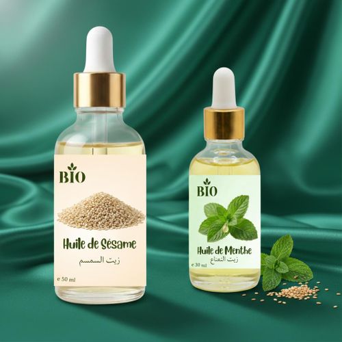 Coffret Huile de sesame 50 ml + Huile de menthe 30 ml routine beauté naturelle