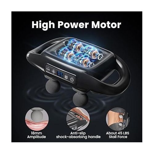 جهاز تدليك عضلات احترافي بأربع رؤوس – مسدس تدليك قوي للأنسجة العميقة، تخفيف اللفافة، استرخاء الجسم، استشفاء رياضي