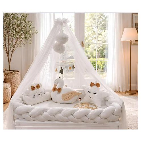 Pack literie Bébé 8 Pièces pour Lit 120 × 60 cm blanc beige