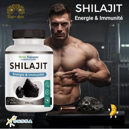 Shilajit Himalayan Capsules Pure Riche en acide fulvique 300mg Énergie minérale à haute dose 60 Gélules Haute résistance. Y&R Beauty.