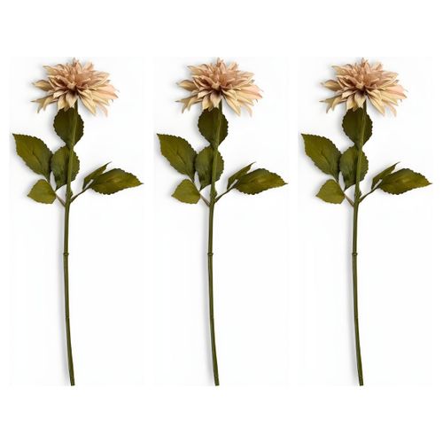 Lot de 3 - Fleur Artificielle - Dahlia Jaune Beige - Décoration Intérieure / Vase - Hauteur 62cm