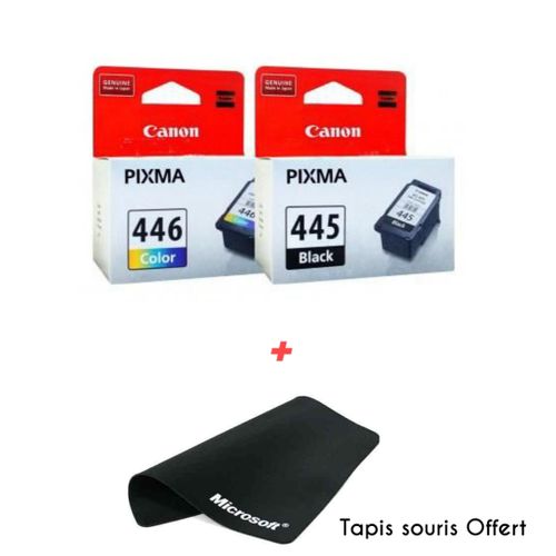 Cartouches d'encre PG-445 Noire + CL-446 Tri-Color = Tapis souris Offert