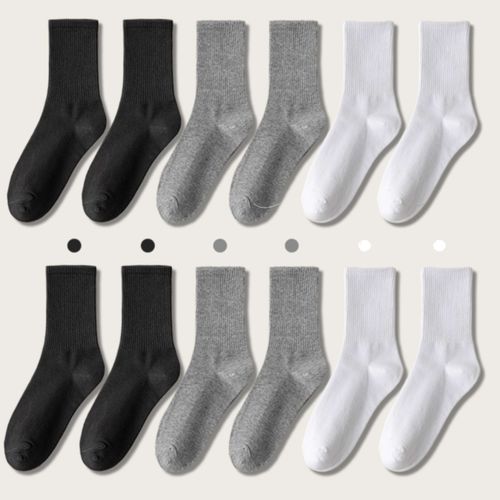 Chaussettes 12 paires unisexes Tube à longues rayures blanc/gris/noir, grand