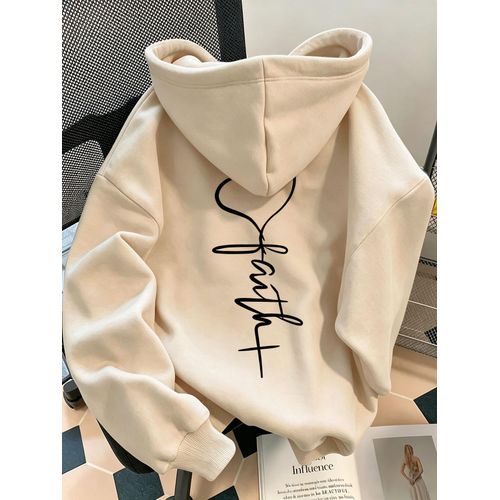 Sweat à capuche avec cordon de serrage, style mode urbaine automnehiver, avec imprimé cœur et croix manuscrits, style minimaliste. Doté d'une capuche avec cordon de serrage et d'une poche kangourou avant pour un port confortable par temps froid. Convie