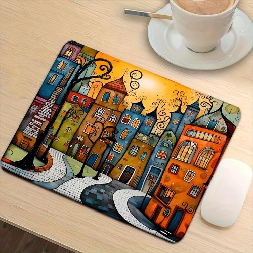 1 Tapis de Souris Compatible PCOrdinateur Portable Tapis de Bureau Gaming Color avec Ville de Conte de Fes Anime Durable pour Clavier dOrdinateur Ide Cadeau pour Bureau Anniversaire Nol
