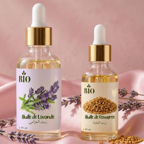 Pack x2 Huile de lavande 50 ml et Huile de fenugree 30 ml soin hydratation pure