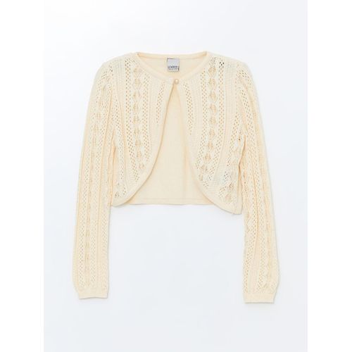 Cardigan en Tricot Ajouré à Col Rond pour Filles