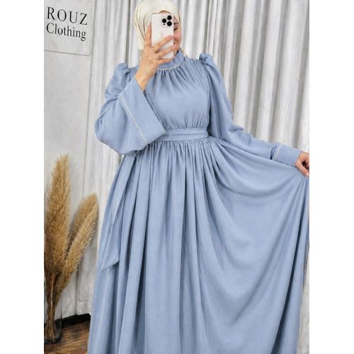 Robe longuebleu gris