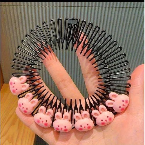 Pinces à serre-tête en formes de Lapin Rose. Peigne à insérer , épingles à cheveux, disque à peigne.