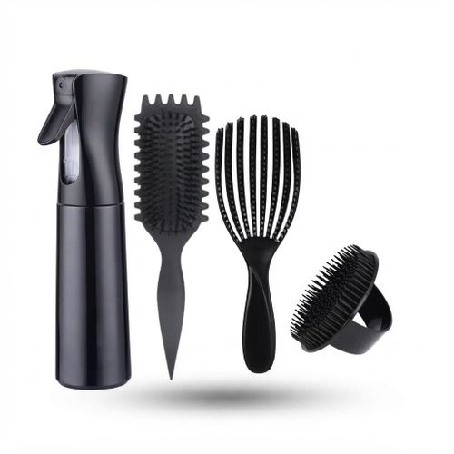 Pack 4 accessoires coiffure – Soin, démêlage & coiffage(Couleur Noire)