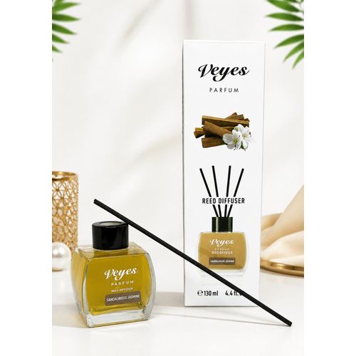 Parfum Reed Diffuser Bois de Santal & Jasmin 130 ml – Diffuseur de Parfum d'Ambiance aux Bâtonnets