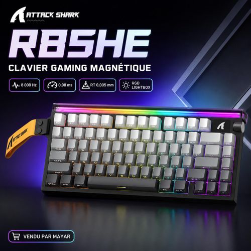 R85 HE Clavier Gaming Magnétique Moonlight Filaire 75% 8KHz avec Rapid Trigger 0,005 mm, Latence 0,08 ms, Scan Rate 256KHz, Switches Magnétiques Hot-Swap, Snap Tap, DKS, Lightbox RGB, Knob Multimédia et Web Driver