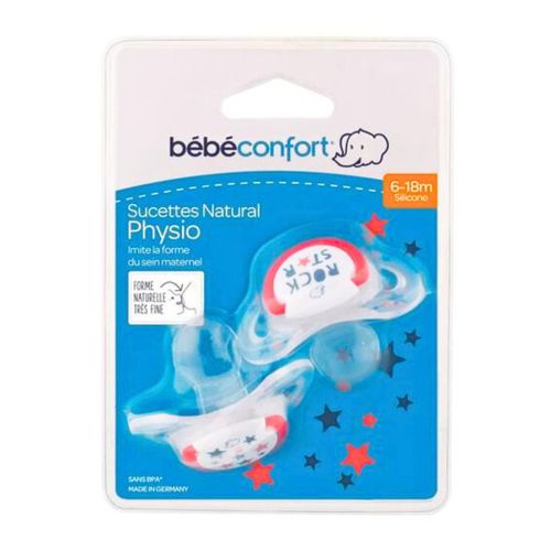 2 Sucette Natural Physio 6-18m Rock Star