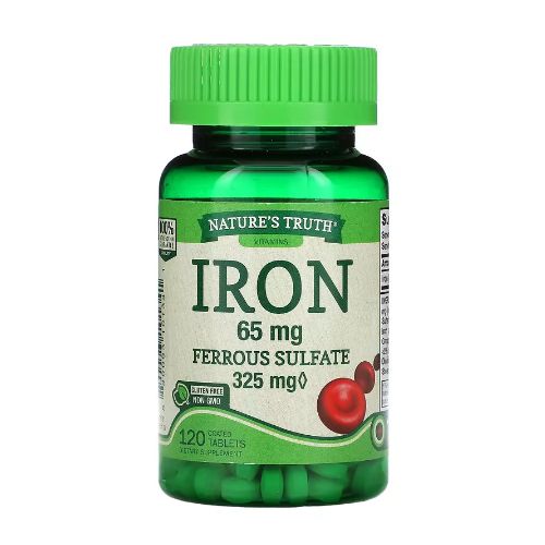 Iron(Fer), 65 mg, [Soutient la production de globules rouges] 120 comprimés