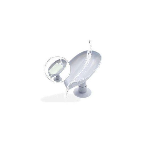 Porte-savon perforé gris avec égouttoir et ventouse