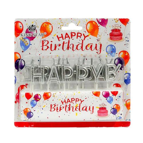 Bougies happy birthday en argent, 13 Lettres trés bonne qualité