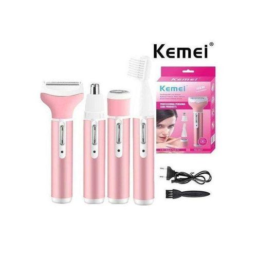 4 en 1 Rasoir Electrique Femme Rechargeable par USB, Épilateur Électrique Femme Sans fil pour épilation du Vsage et du Corps, tondeuse à sourcils, aisselles, bikini et jambes