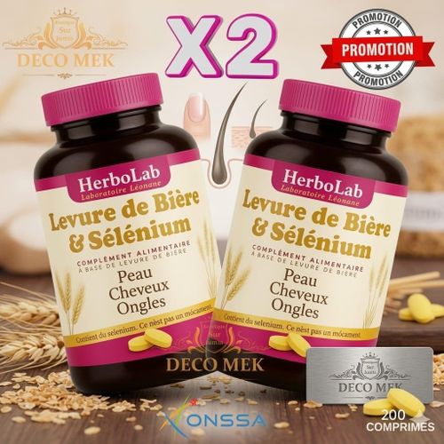 Pack 2 Levure de bière & sélénium, 100 comprimés, pour prendre du poids et renforcer les muscles, peau, cheveux, ongles, poids