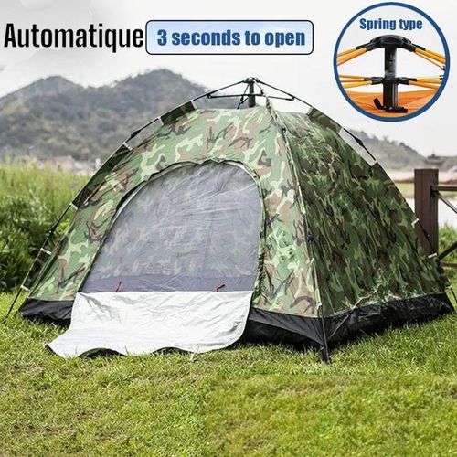 Tente Coupe-Vent, 4 places, Camping Imperméable Automatique Ouverture Rapide