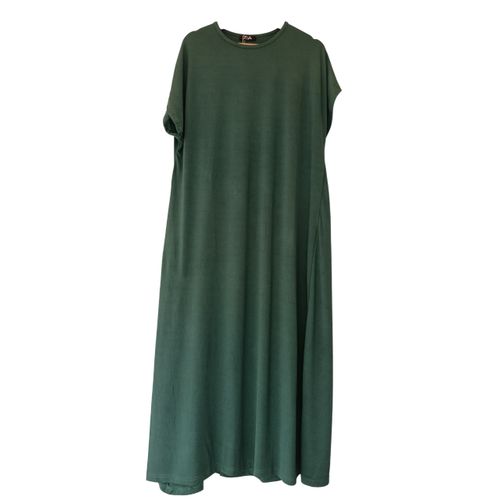 Robe longue oversize manches courtes-Vert