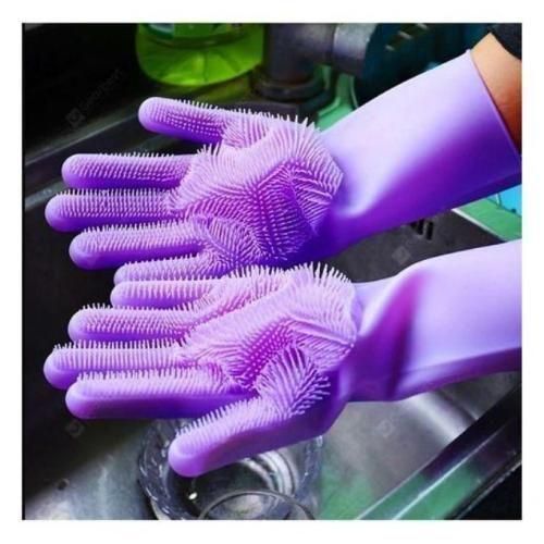 Gants de Nettoyage Magiques en Silicone - Couleur Mauve