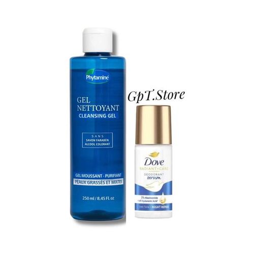 Gel Nettoyant Purifiant (250ml)+Dove Deodorant Roll-on, 3% Niacinamide,X4 Hyaluronic Acid(45ml)
