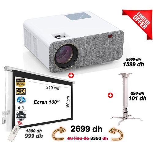 حزمة كاملة بجهاز عرض SD500 ANDROID + شاشة 100بوصة + حامل