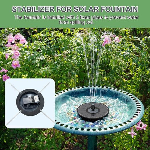 Fontaine d'Eau Solaire Flottante avec 6 Embouts de Jet