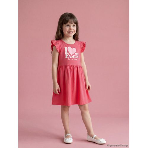 Robe à col rond volantée imprimée pour filles
