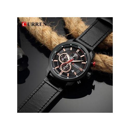CURREN-montre en cuir pour homme sport analogique