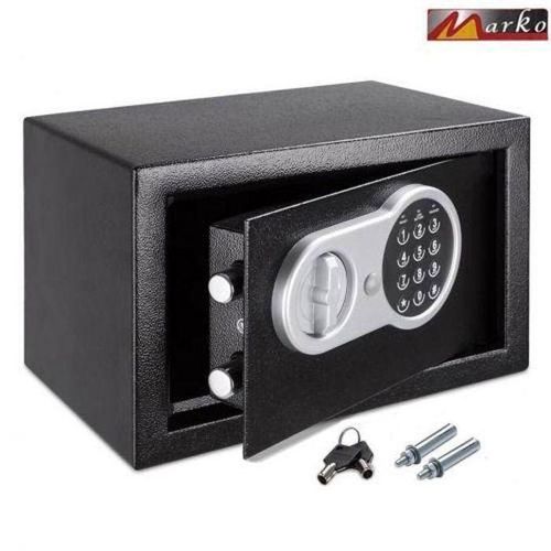 Coffre Fort à Serrure Électronique Avec Code PIN et 2 Clés, Fixations Murales et au sol 31 x 20 x 20 cm