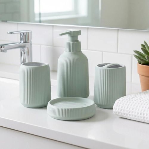 Set d'accessoires de lavabo motifs zèbre / 4 Pièces
