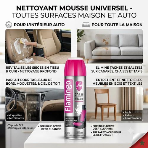 Nettoyant Mousse Universel 650ml - F002 - Nettoyage Profond Maison & Auto - Pour Canapé, Sièges Tissu/Cuir, Moquette & Tableau de Bord